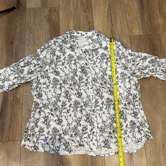 JOIE Women's Floral Button Up Linen Shirt Size 3X - Picture 3 of 6